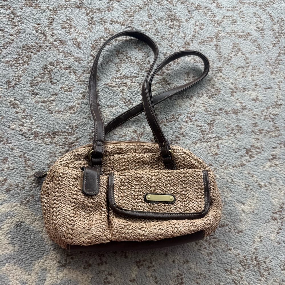 Rosetti Woven Double Strap Handbag Purse Tan Brown